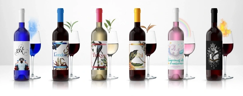 GIK Live blue wine bottles